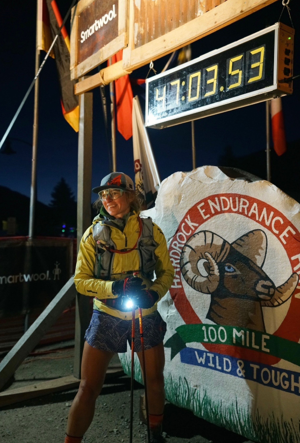TRR Coach Dandelion Dilluvio-Scott finishing the Hardrock 100 Mile Endurance Run. PC: Andrew Podbielski