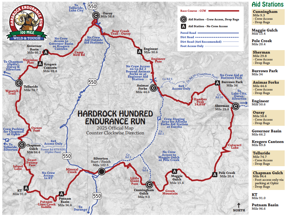 Hardrock 100 course map.