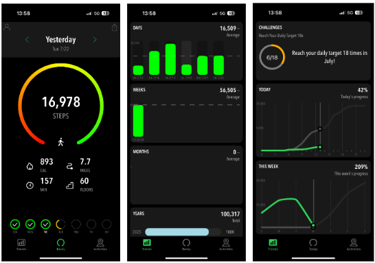 Screenshots from the ActivityTracker app.
