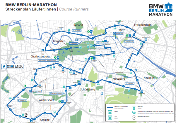 Berlin Marathon course map.