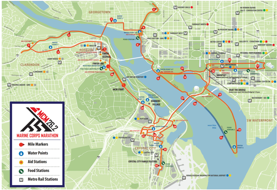 Marine Corps Marathon course map.