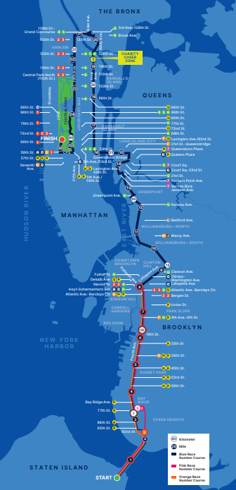 New York City Marathon course map.