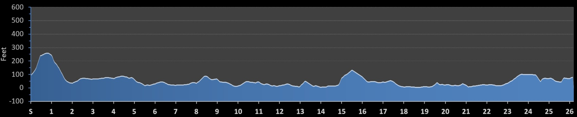 New York City Marathon elevation map.