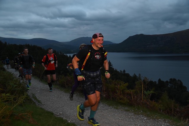 David Taylor running into the night during the 13 Valleys race.